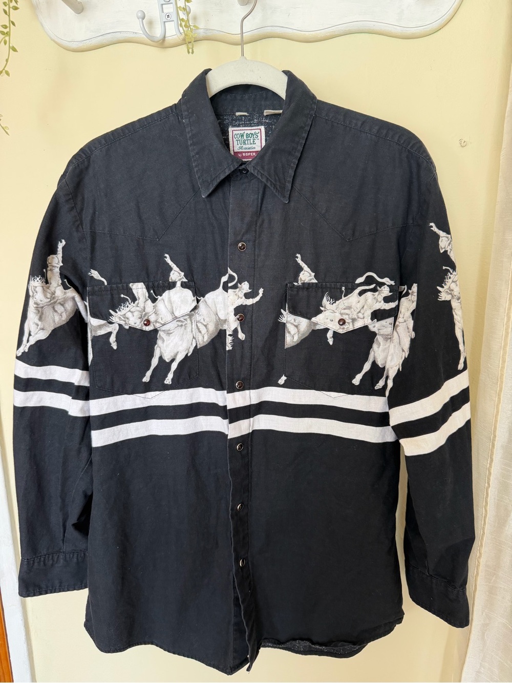 Vintage Roper Black Shirt Jacket with White Rodeo Graphic